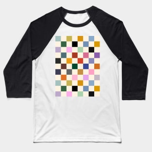 Multi Colour Checkerboard Squares Baseball T-Shirt